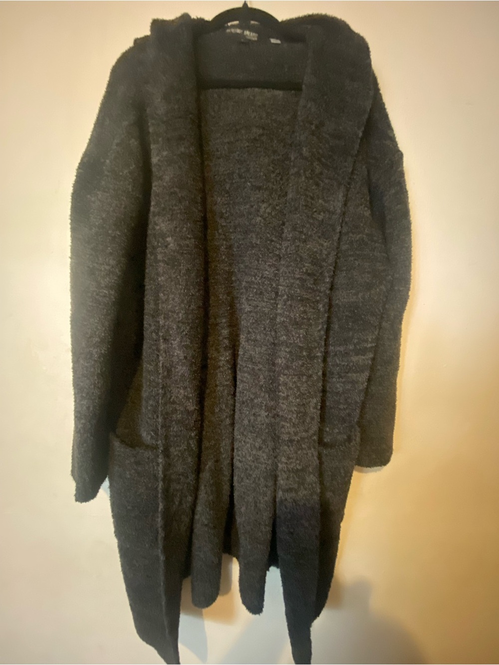 Barefoot Dreams Charcoal Hooded Open-Front Cardigan
